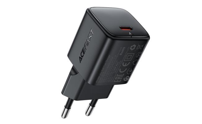 ACEFAST A118 PD 30W USB-C Fast Charger Mini GaN Power Adapter Charging Block - EU Plug - Black